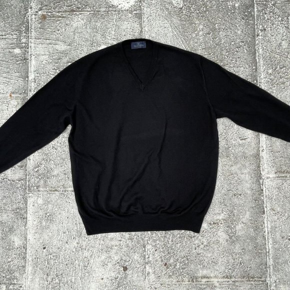 Valentino Men Sweater Black Long Sleeve Pull Over V Neck Size 56 XXL Authentic - Picture 2 of 9